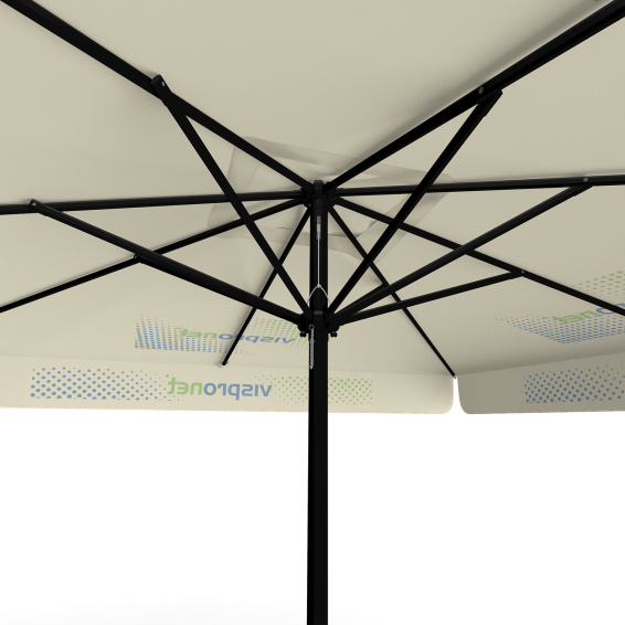 Parasol avec impression de logo, 300 x 300 cm, vue de dessous