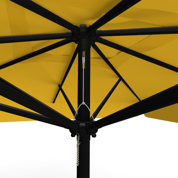 Parasol orange, 300 x 300 cm, détail du cordon de tirage