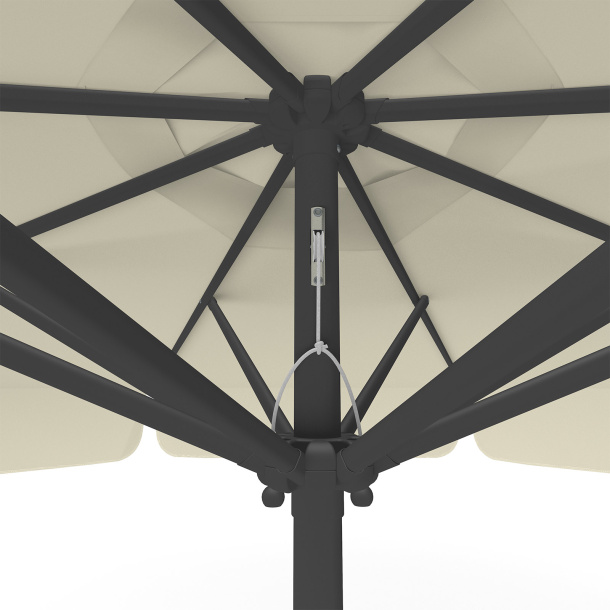 Parasol beige, ø 300 cm, détail du cordon de serrage
