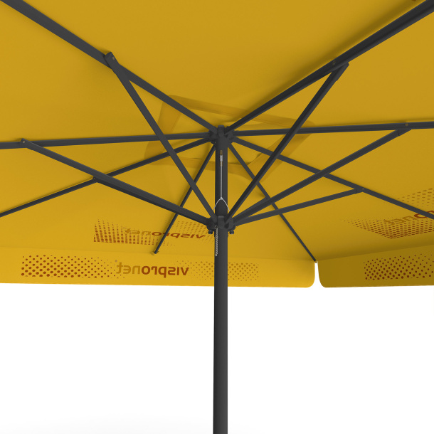Parasol avec impression de logo, 300 x 300 cm, vue de dessous