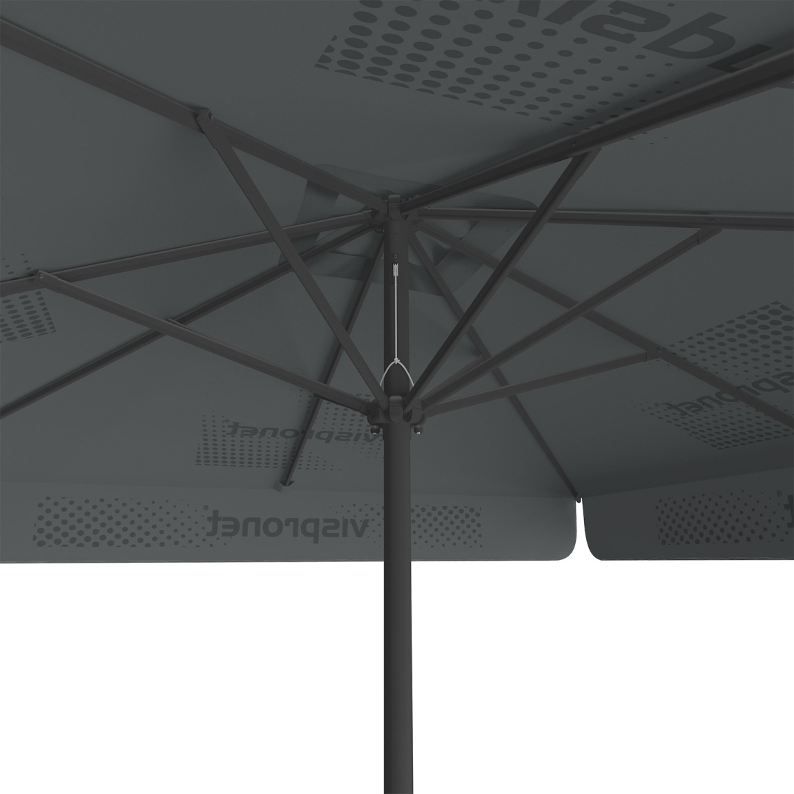 Parasol avec impression de logo, 250 x 250 cm, vue de dessous
