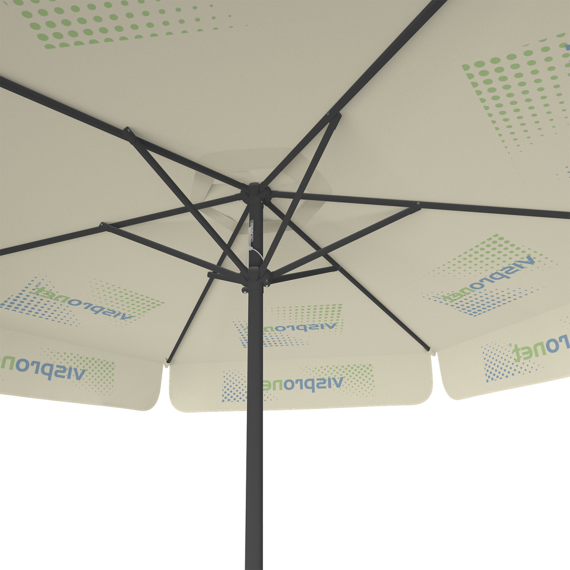 Parasol avec impression de logo, ø 250 cm, vue du dessous