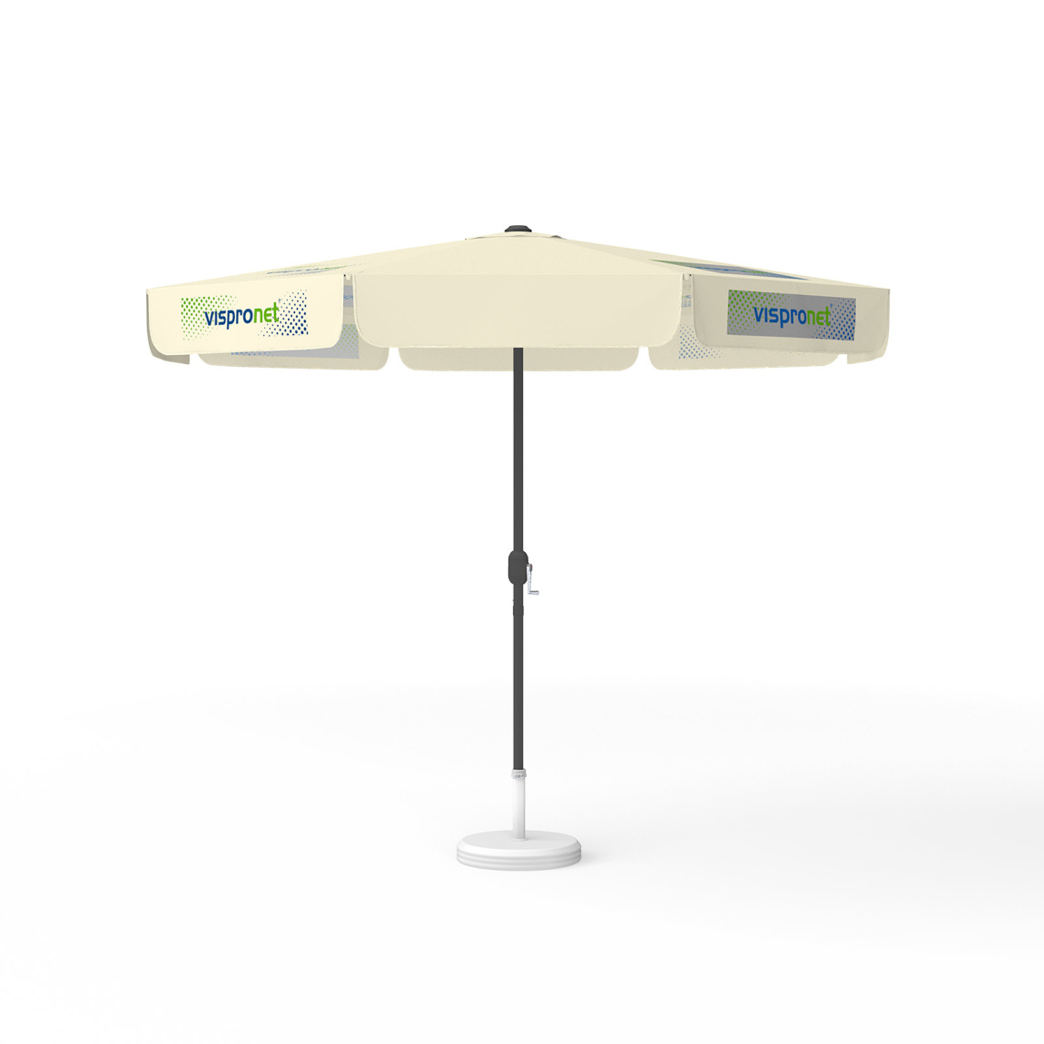 Parasol avec impression de logo, ø 300 cm, 4 segments imprimés en alternance avec 2 motifs