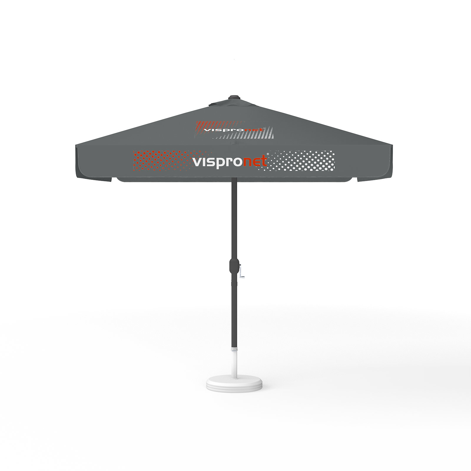 Parasol avec impression de logo, 250 x 250 cm, 4 segments imprimés en alternance avec 2 motifs