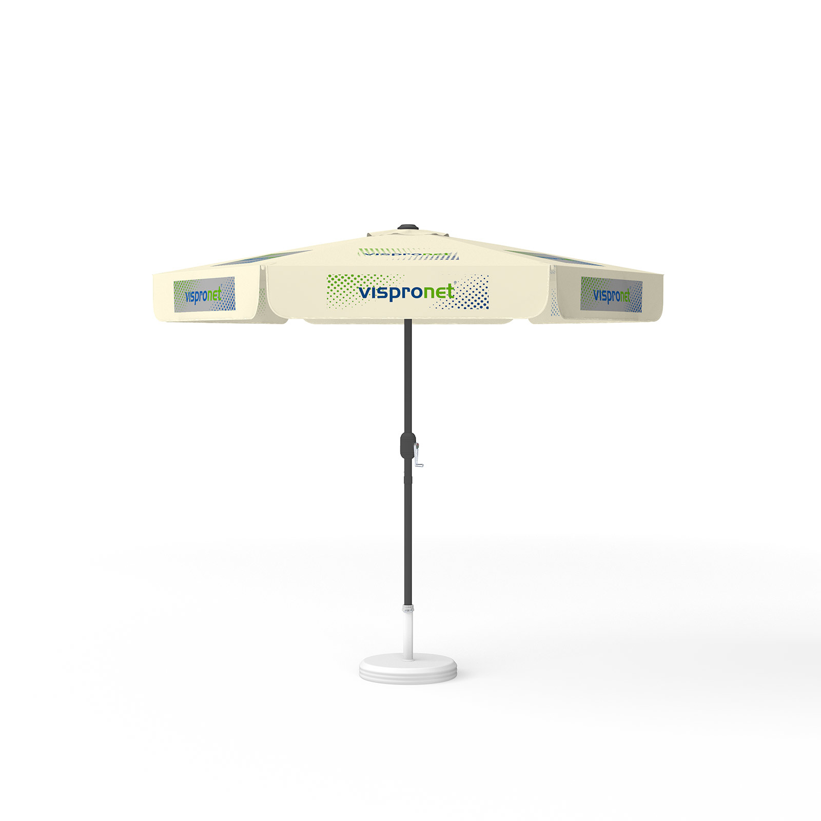 Parasol avec impression de logo, ø 250 cm, 6 segments imprimés en alternance avec 2 motifs