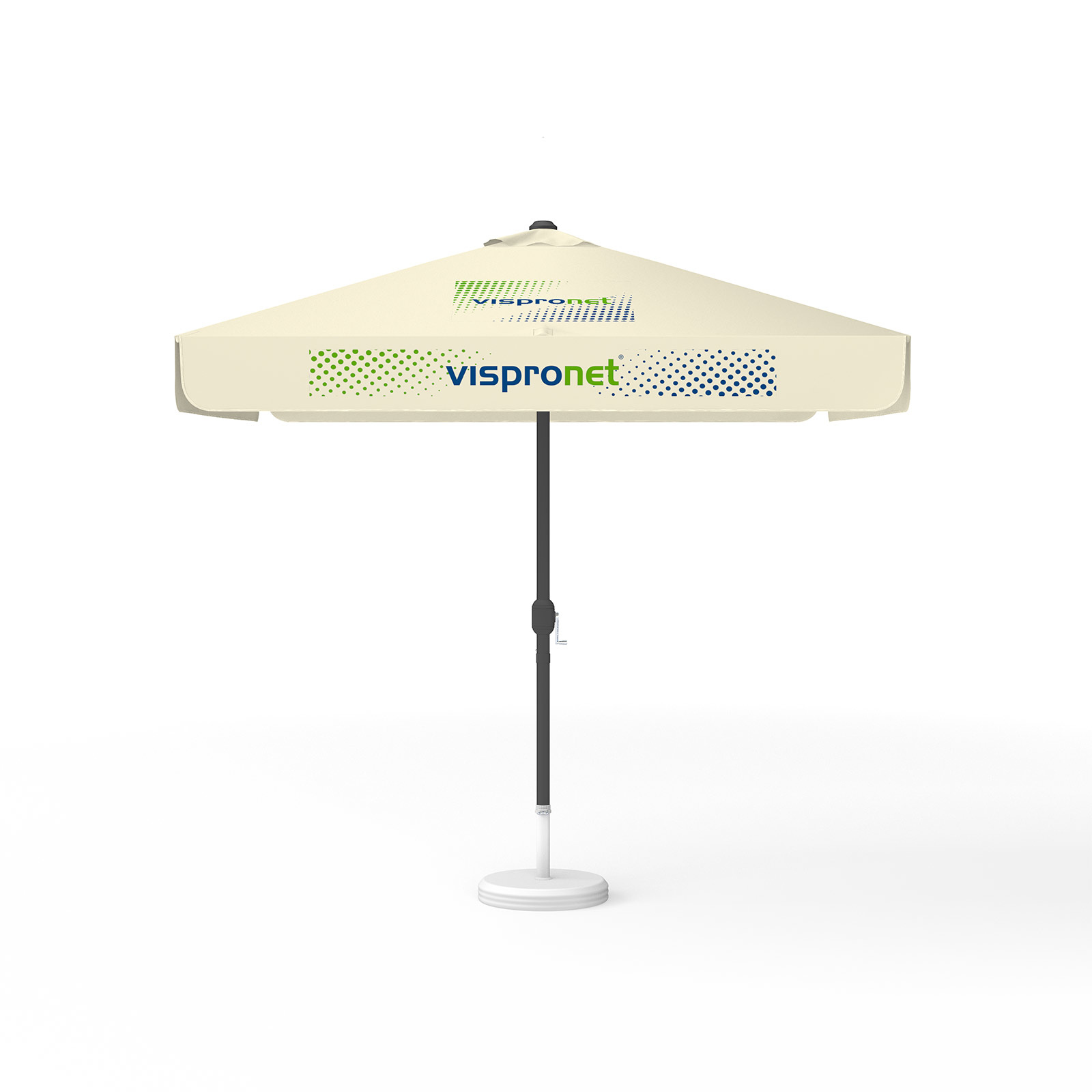 Parasol avec impression de logo, 250 x 250 cm, 4 segments imprimés en alternance avec 2 motifs