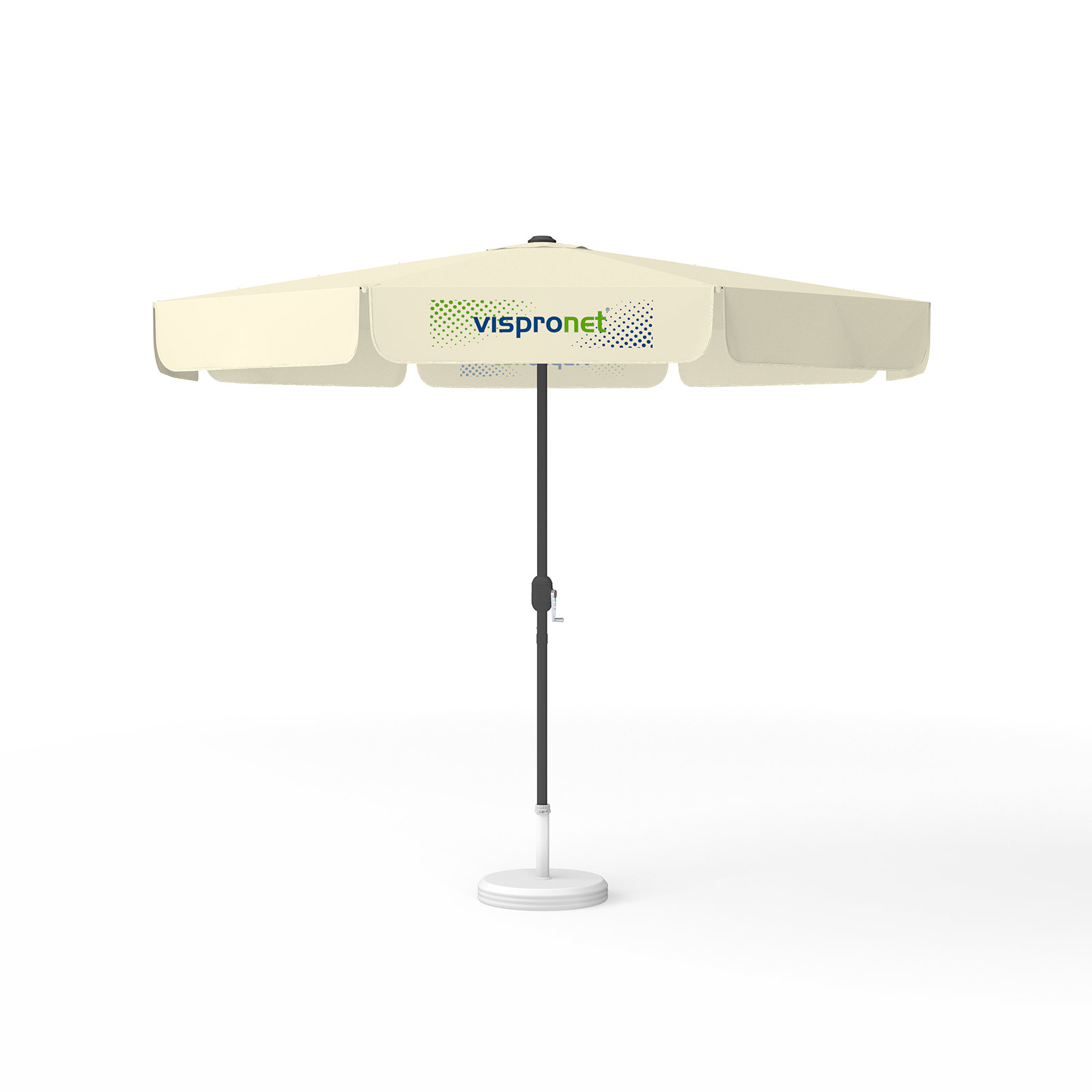 Parasol avec impression de logo, ø 300 cm, 4 volants imprimés avec 1 motif
