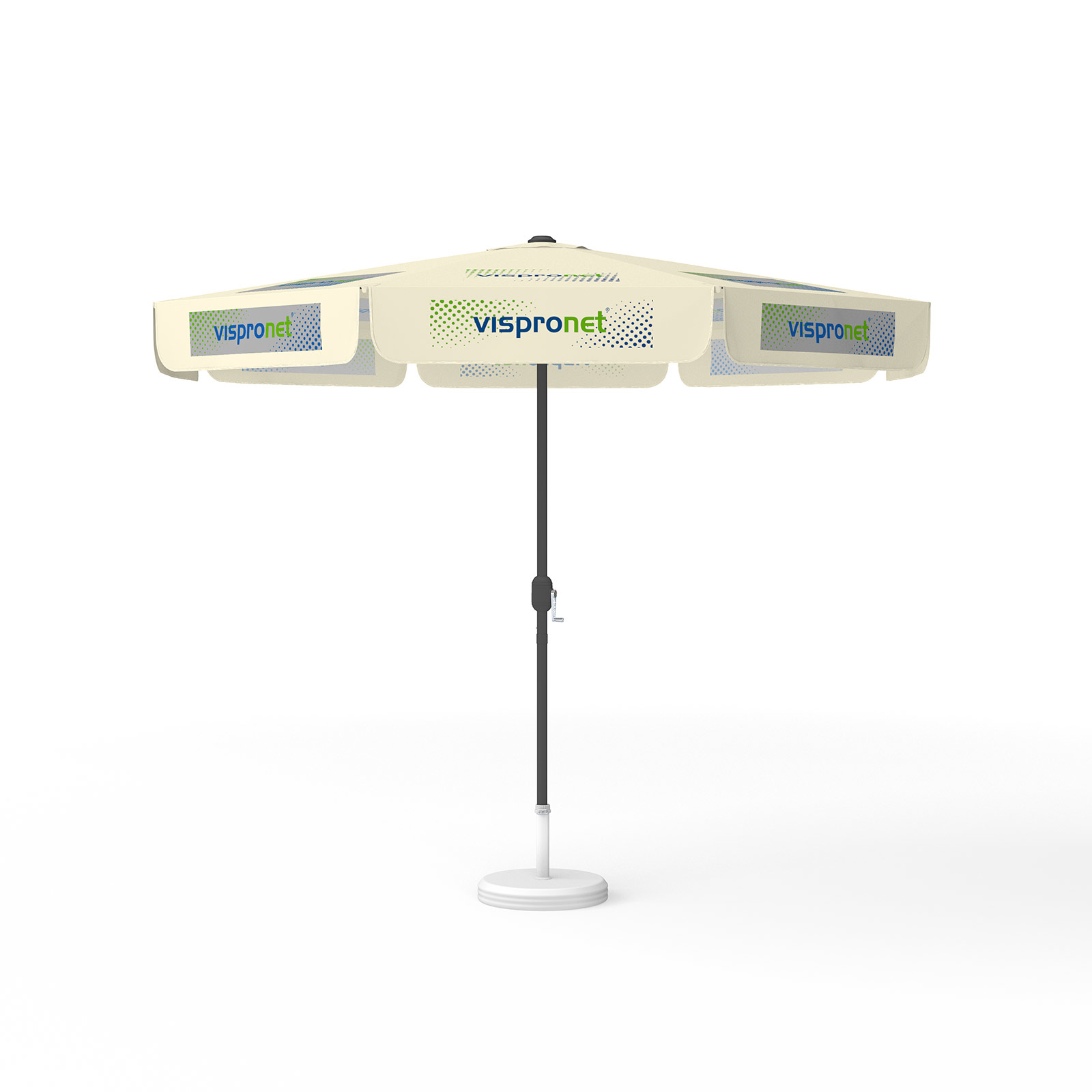 Parasol avec impression de logo, ø 300 cm, 8 segments imprimés en alternance avec 2 motifs