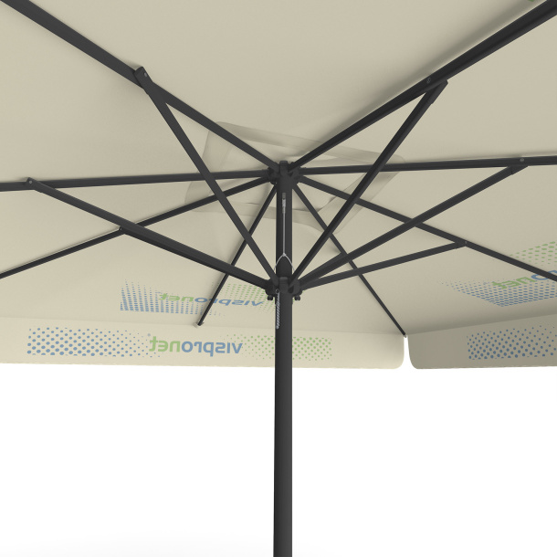 Parasol avec impression de logo, 300 x 300 cm, vue de dessous