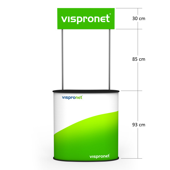 Comptoir de promotion léger avec affichage en hauteur - Dimensions