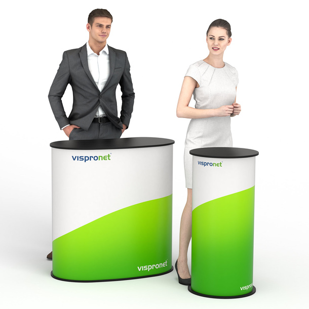 Comptoir d'exposition Lamellen Counter disponible en 2 formes