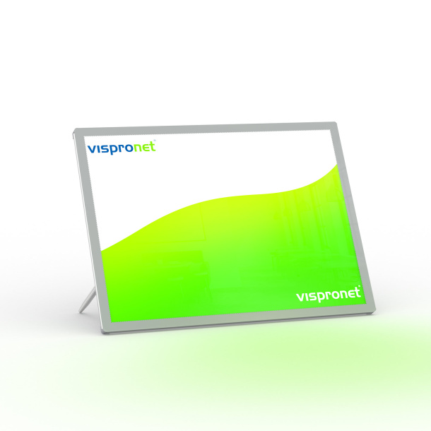 Cadre pour affiche LED A2 - A4, utilisable avec des pieds de support sur tables et comptoirs