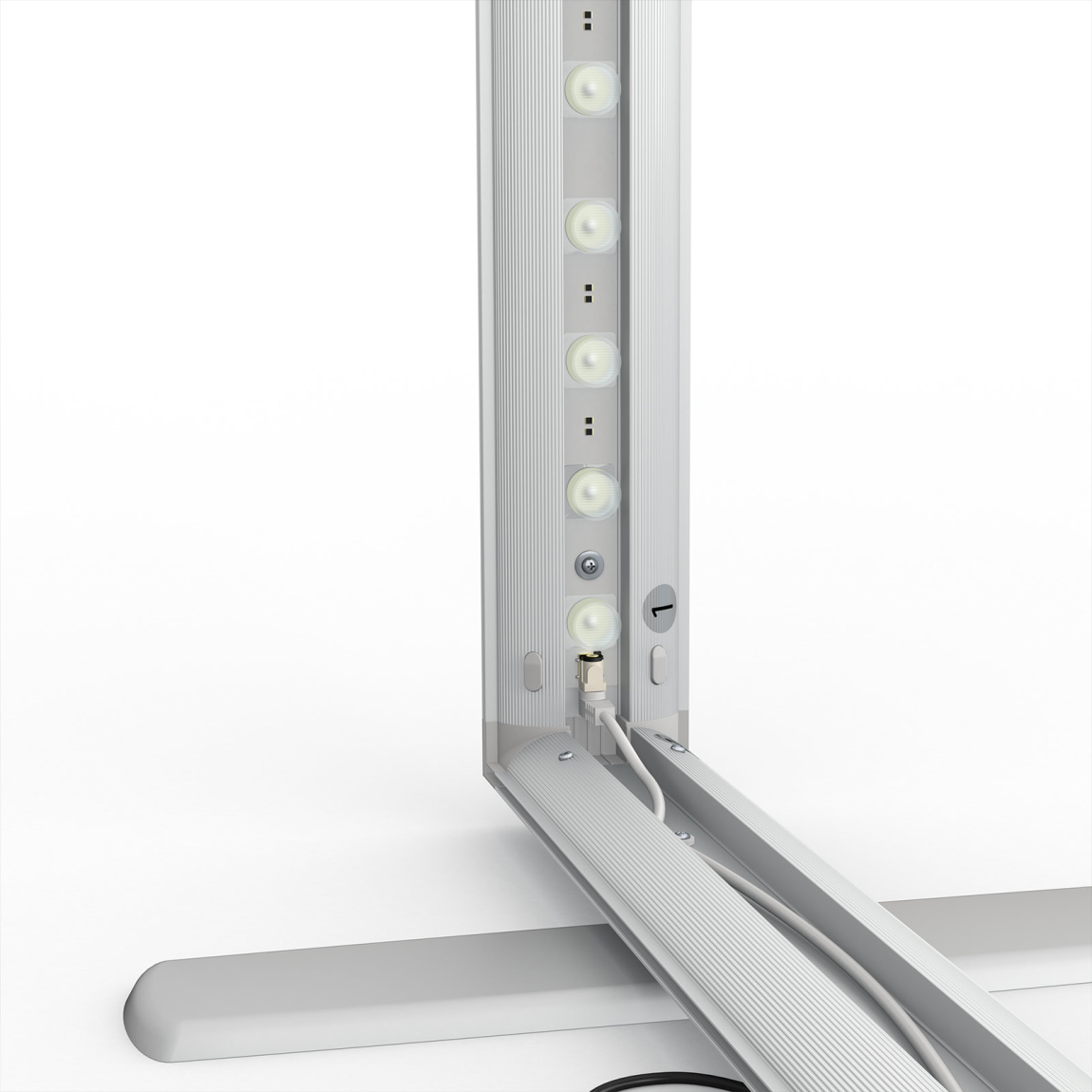 Mur d'exposition Lightbox click, détail : angle inférieur