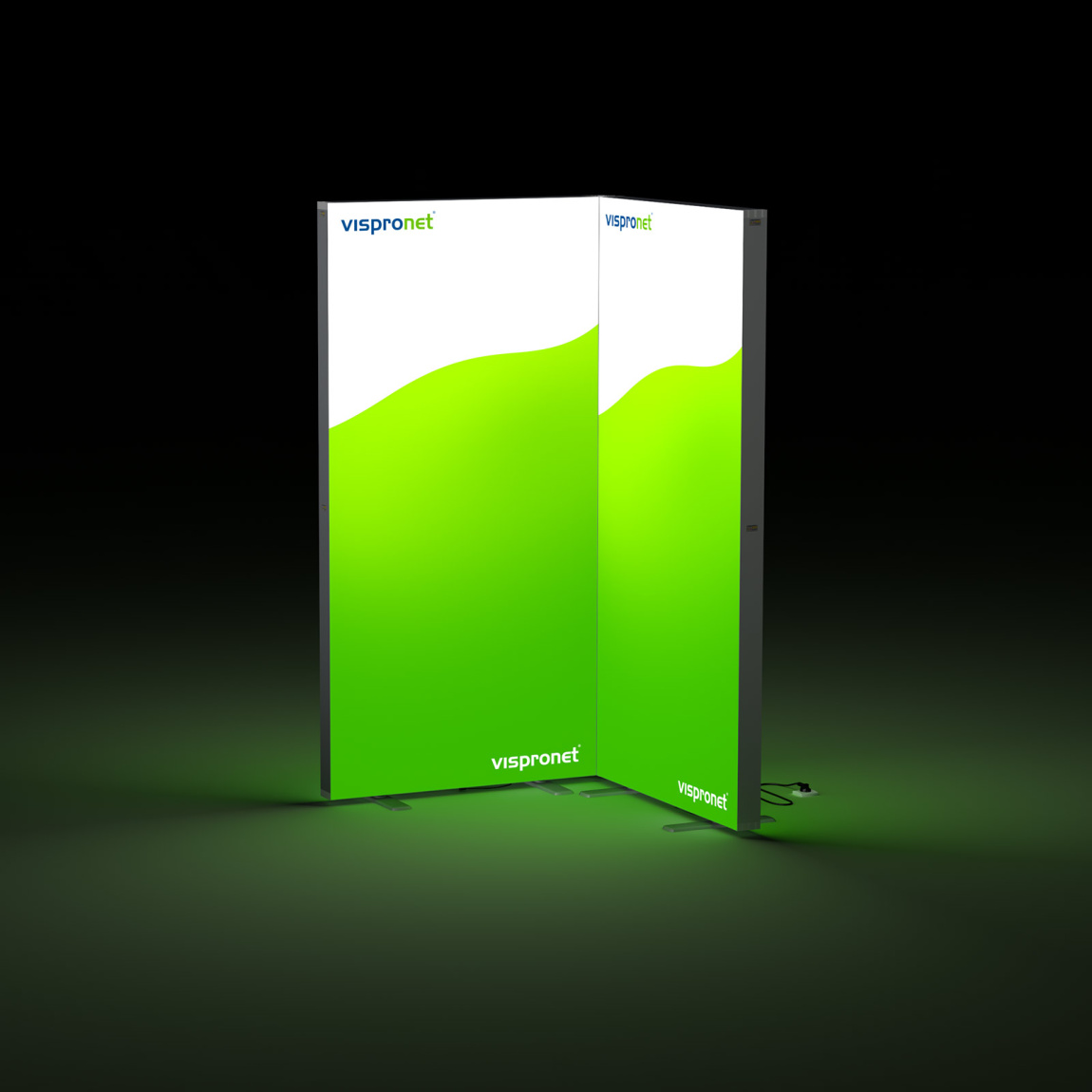 Mur d'exposition Lightbox click, configuration en angle