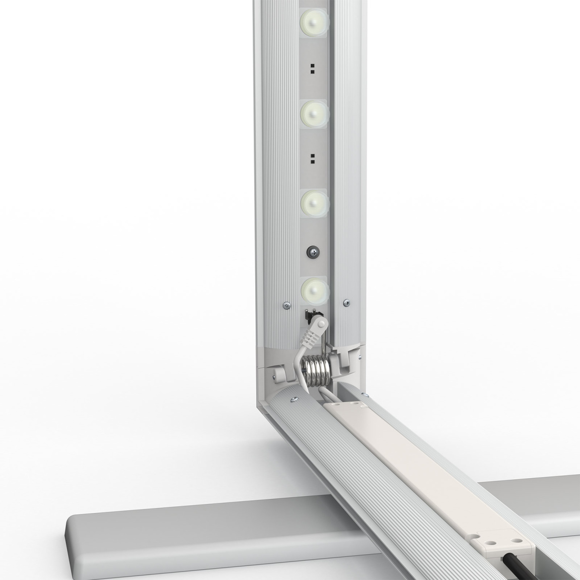 Mur d'exposition Lightbox pliable, détail : angle inférieur