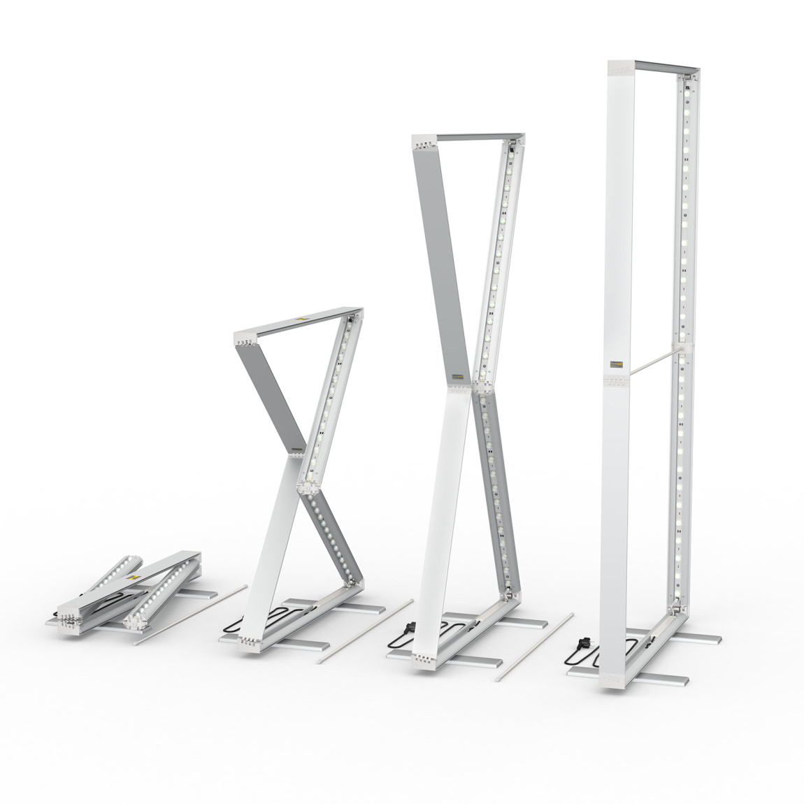 Mur d'exposition Lightbox pliable, processus de pliage