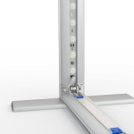 Comptoir d'exposition Lightbox pliable, détail : angle