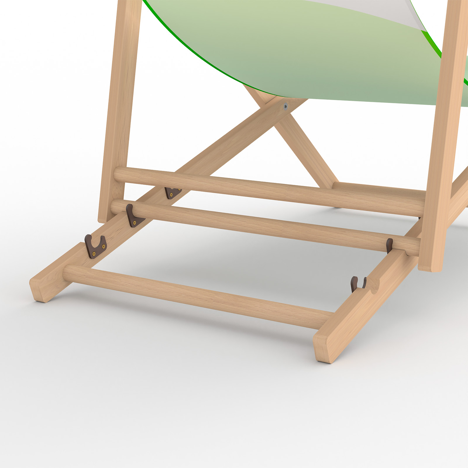 Chaise longue, dossier réglable sur 3 positions, détail : étrier de sécurité en plastique