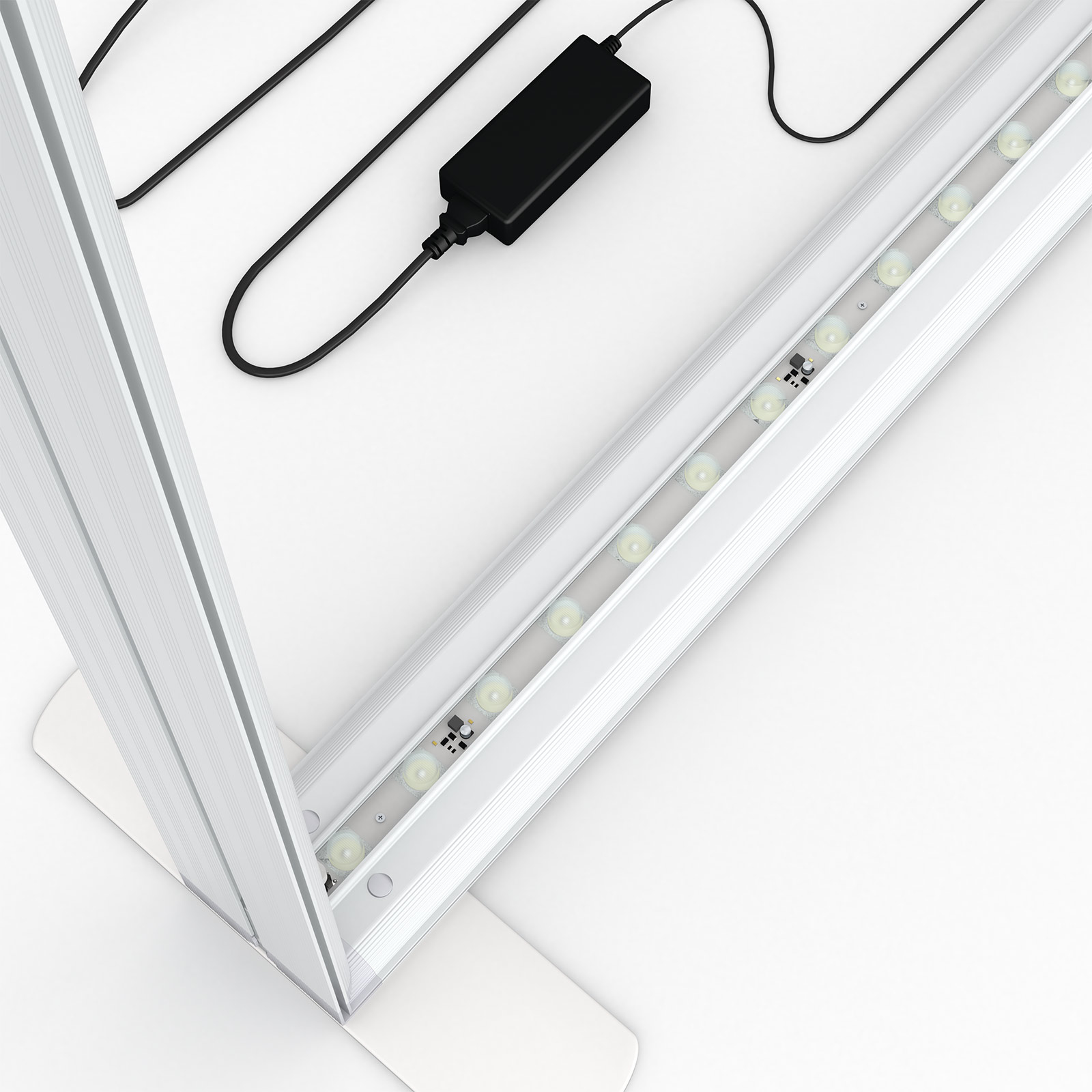 Mur d'exposition Lightbox flex, détail : bande LED