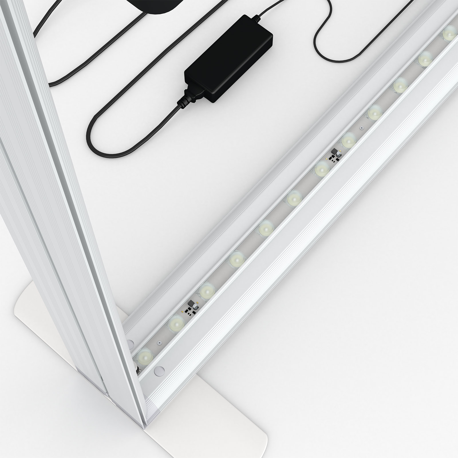 Comptoir d'exposition Lightbox flex Basic, détail : bande LED