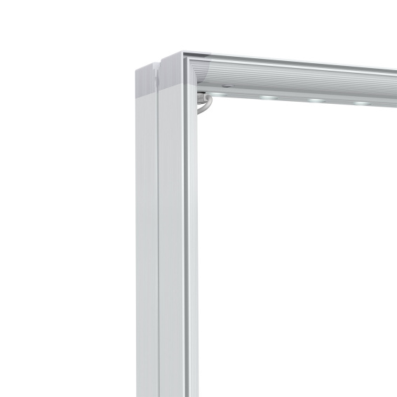 Mur d'exposition Lightbox flex, détail : angle supérieur