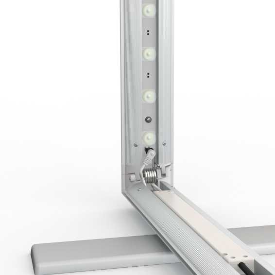 Mur d'exposition Lightbox pliable, détail : angle inférieur