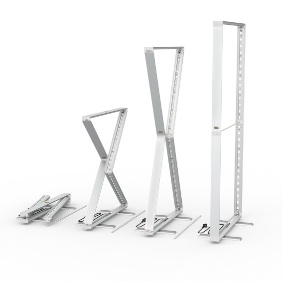 Mur d'exposition Lightbox pliable, processus de pliage