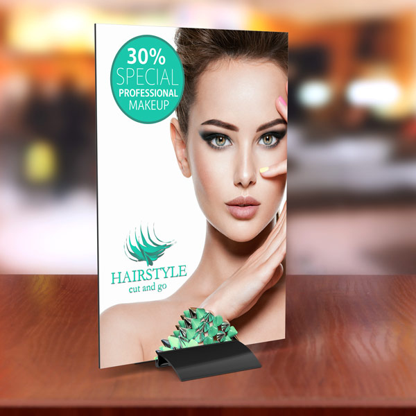 Présentoir à pince en T avec panneau composite en aluminium blanc : une promotion percutante