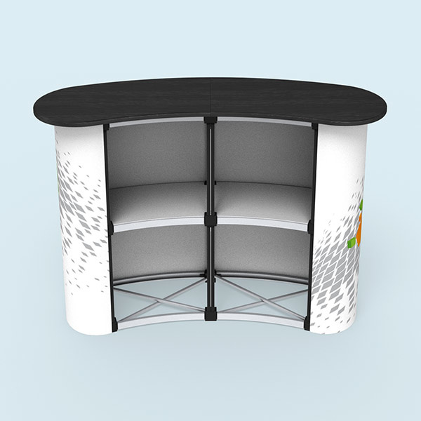 Comptoir promotion magnétique, vue de derrière, plateau noir