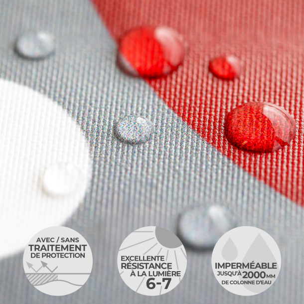 Toile étanche + anti-UV, en option: traitement anti-rayures
