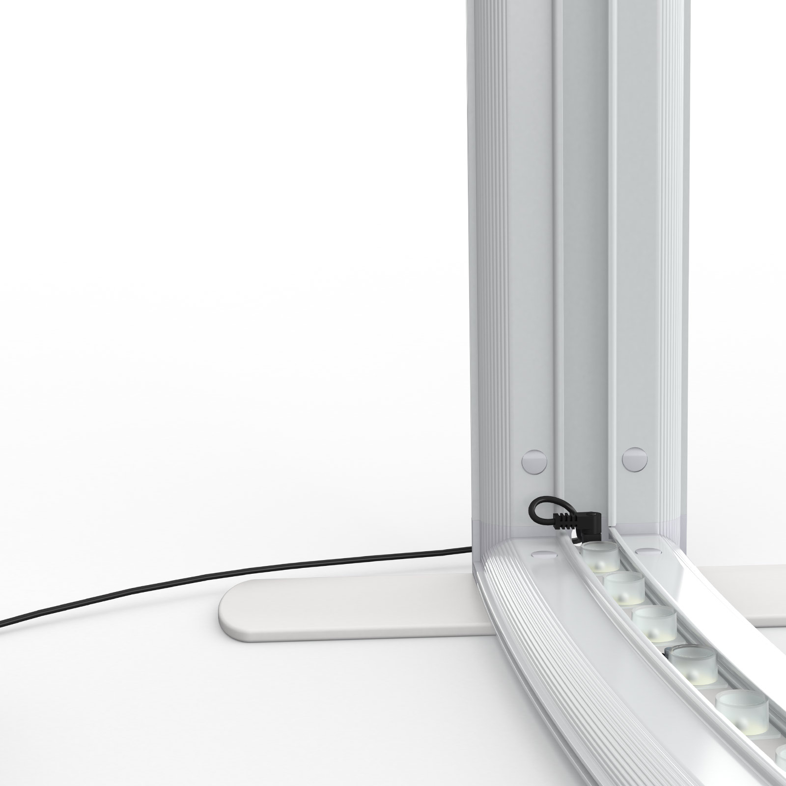 Mur d'exposition Lightbox flex incurvé, câble d'alimentation connecté