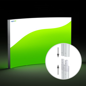 Mur d'exposition Lightbox flex incurvé