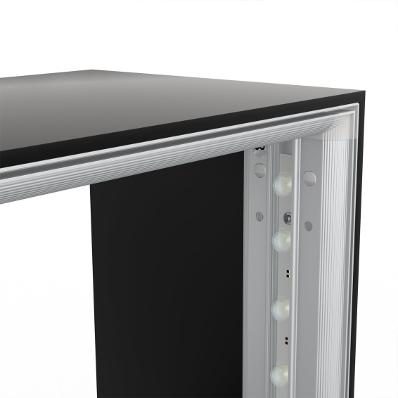 Comptoir d’exposition Lightbox flex Select avec raccord pratique à clip