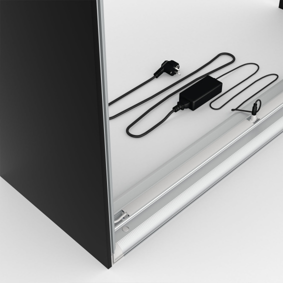 Comptoir d’exposition Lightbox flex Select, détail du câble d’alimentation