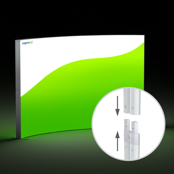 Mur d'exposition Lightbox flex incurvé