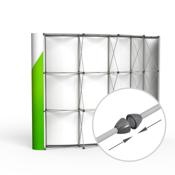 Pop Up parapluie magnétique 4 x 3, verso, avec connecteurs magnétiques