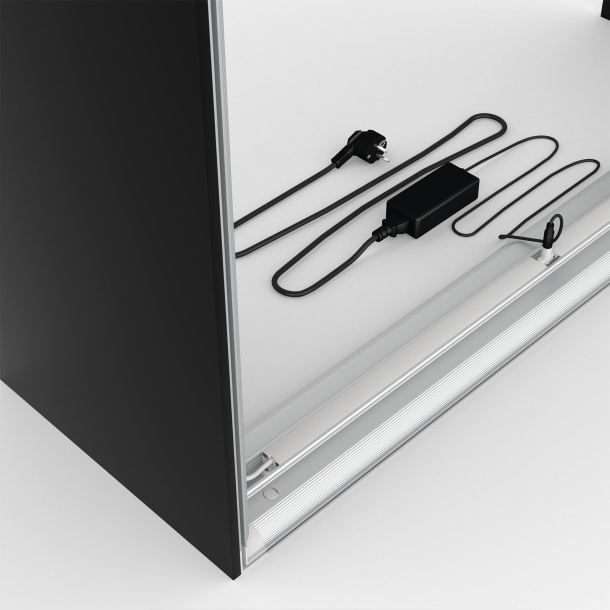 Comptoir d’exposition Lightbox flex Select, détail du câble d’alimentation