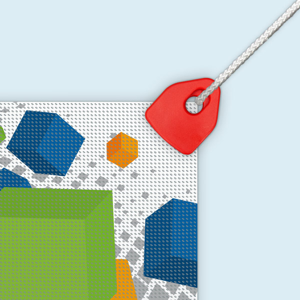 Banderole Mesh, coin avec œillets de fixation rapide Mini et cordon