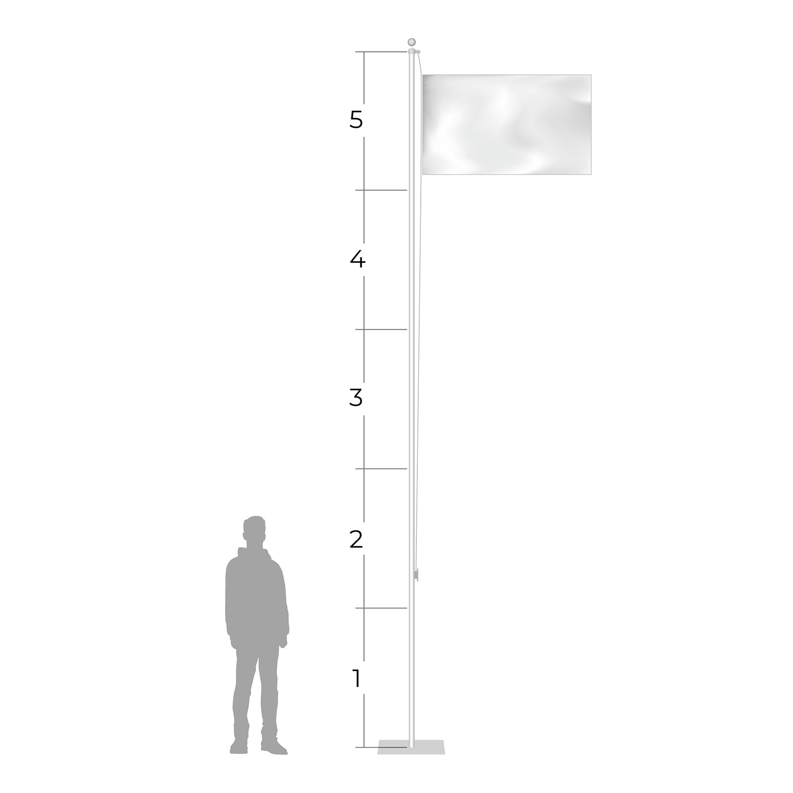 Mât de drapeau mobile Economy - hauteurs possibles