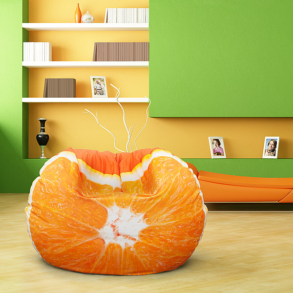 Coussin géant - motif orange juteuse, ø 120 cm