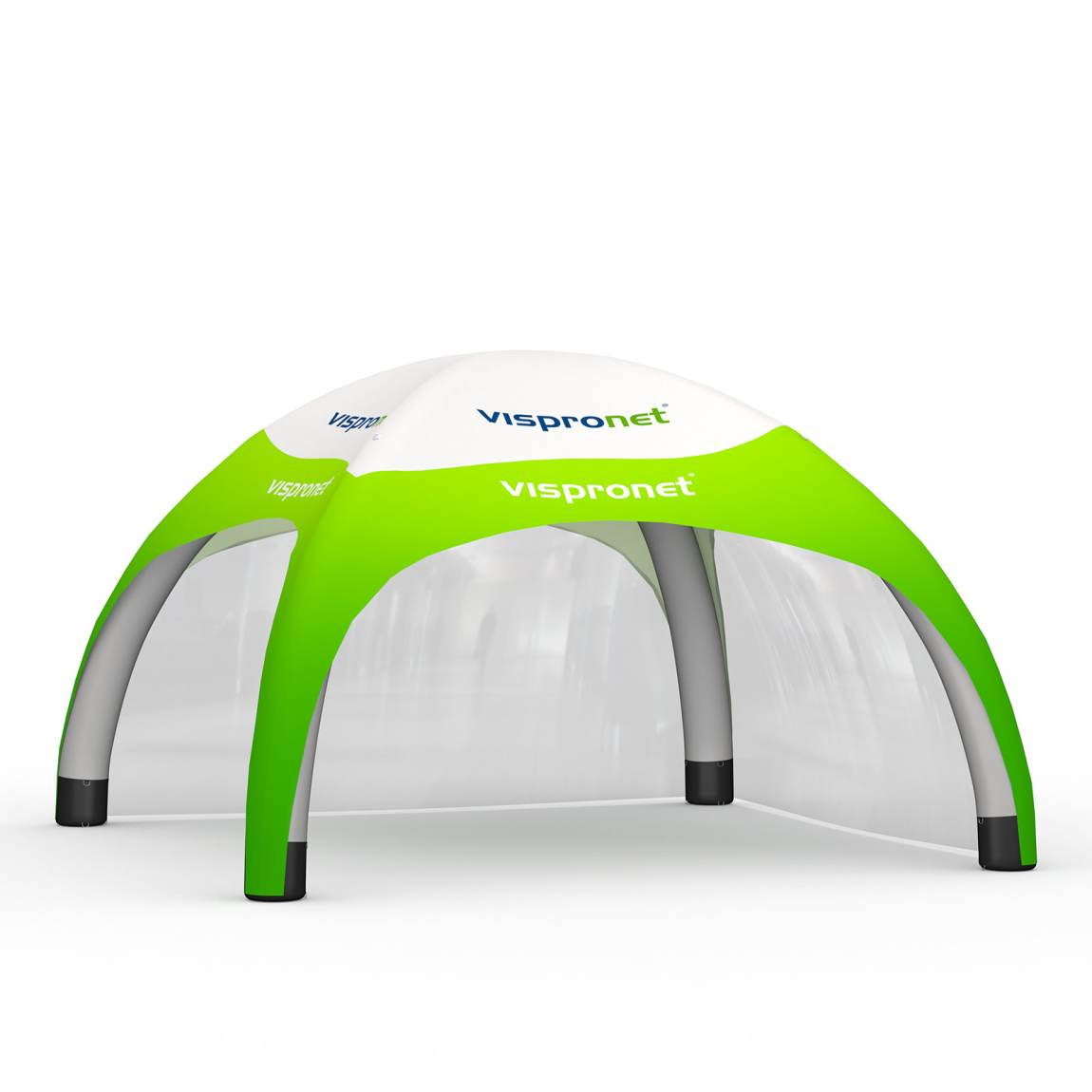 Pavillon événementiel Air 5 x 5 m avec deux cloisons transparentes, pleines