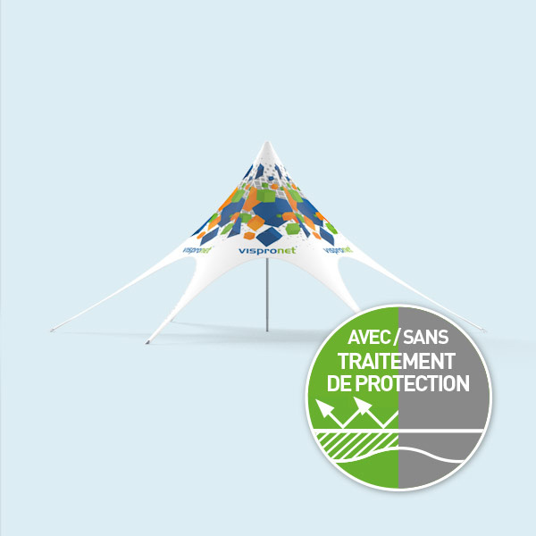 Pavillon étoile ø 12 m imprimé, avec fermetures éclair pour cloisons de tente