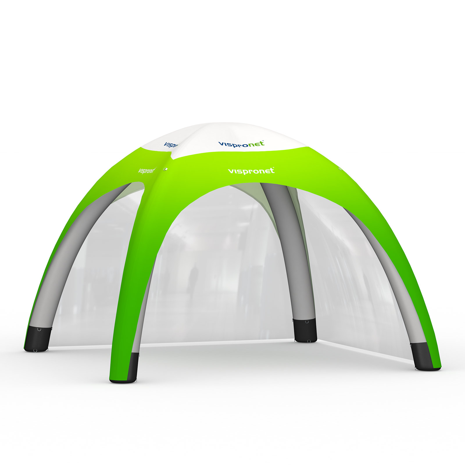 Pavillon événementiel Air 4 x 4 m avec deux cloisons transparentes, pleines