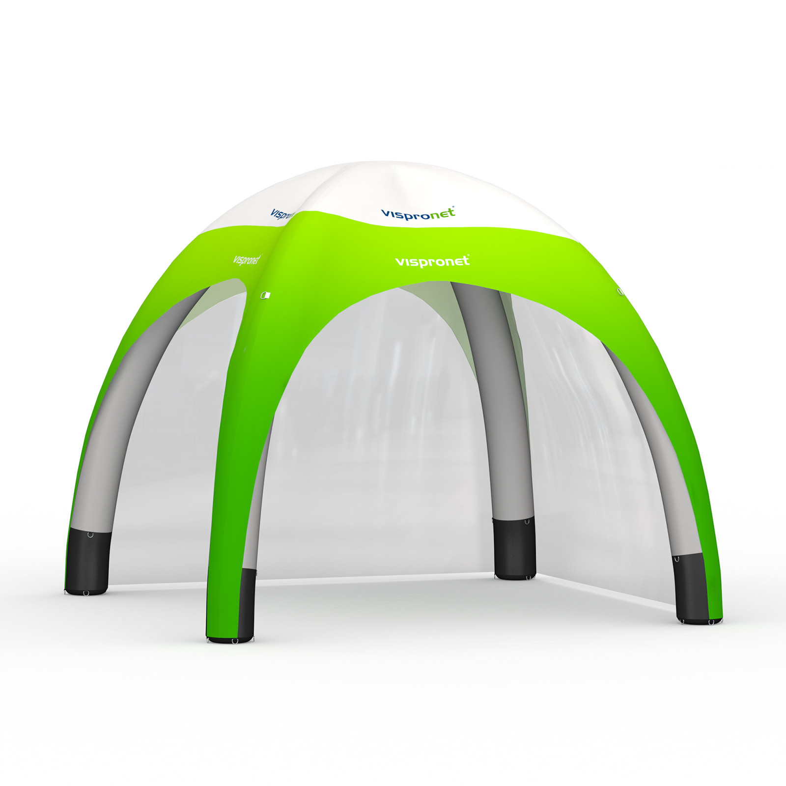 Pavillon événementiel Air 3 x 3 m avec deux cloisons transparentes, pleines