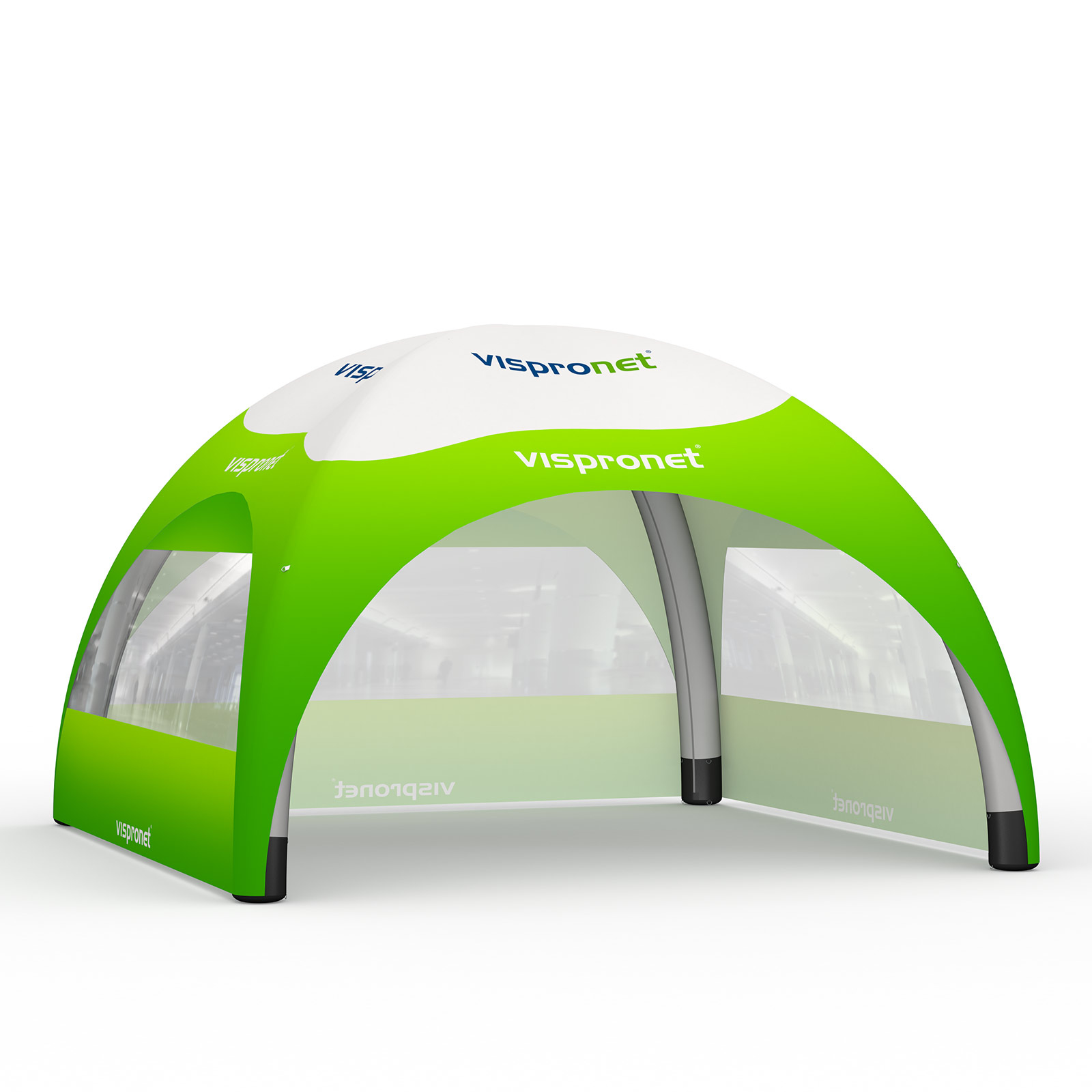 Tente gonflable Air 6 x 6 m - 3 cloisons avec fenêtres panoramiques