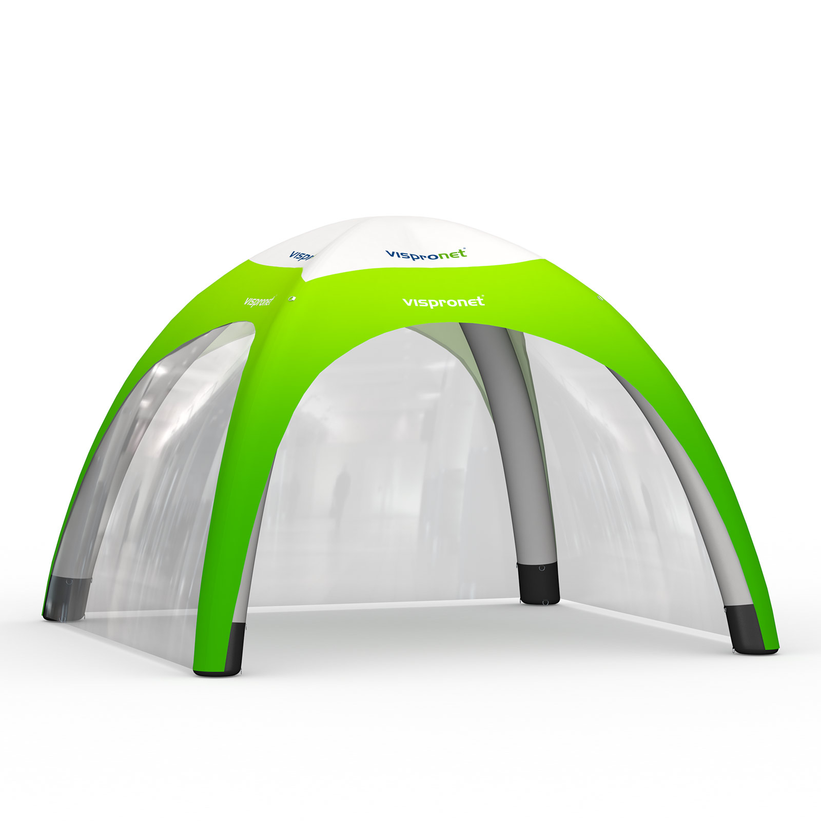 Tente événementielle gonflable 4 x 4 m avec 3 cloisons transparentes