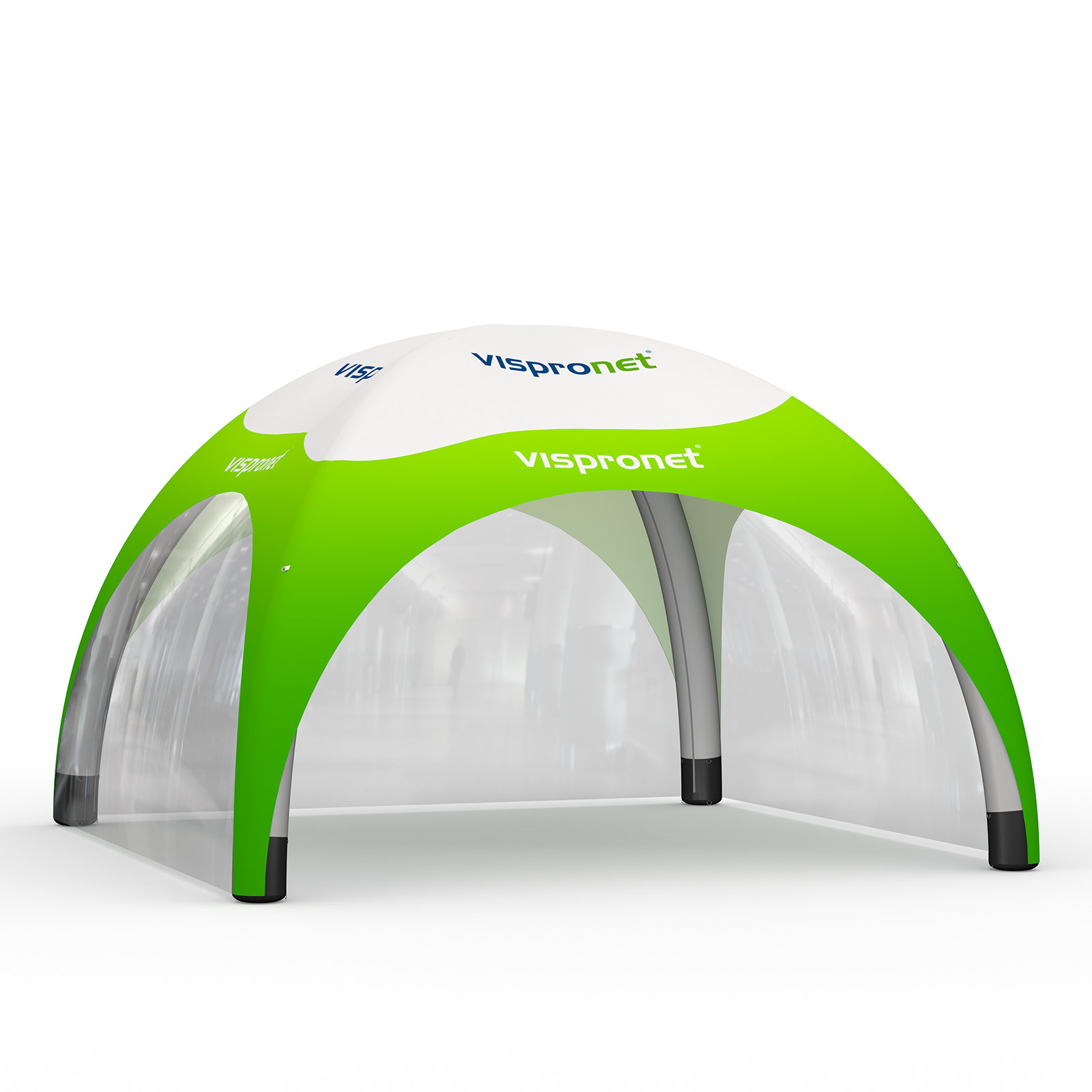 Tente événementielle gonflable 6 x 6 m avec 3 cloisons transparentes