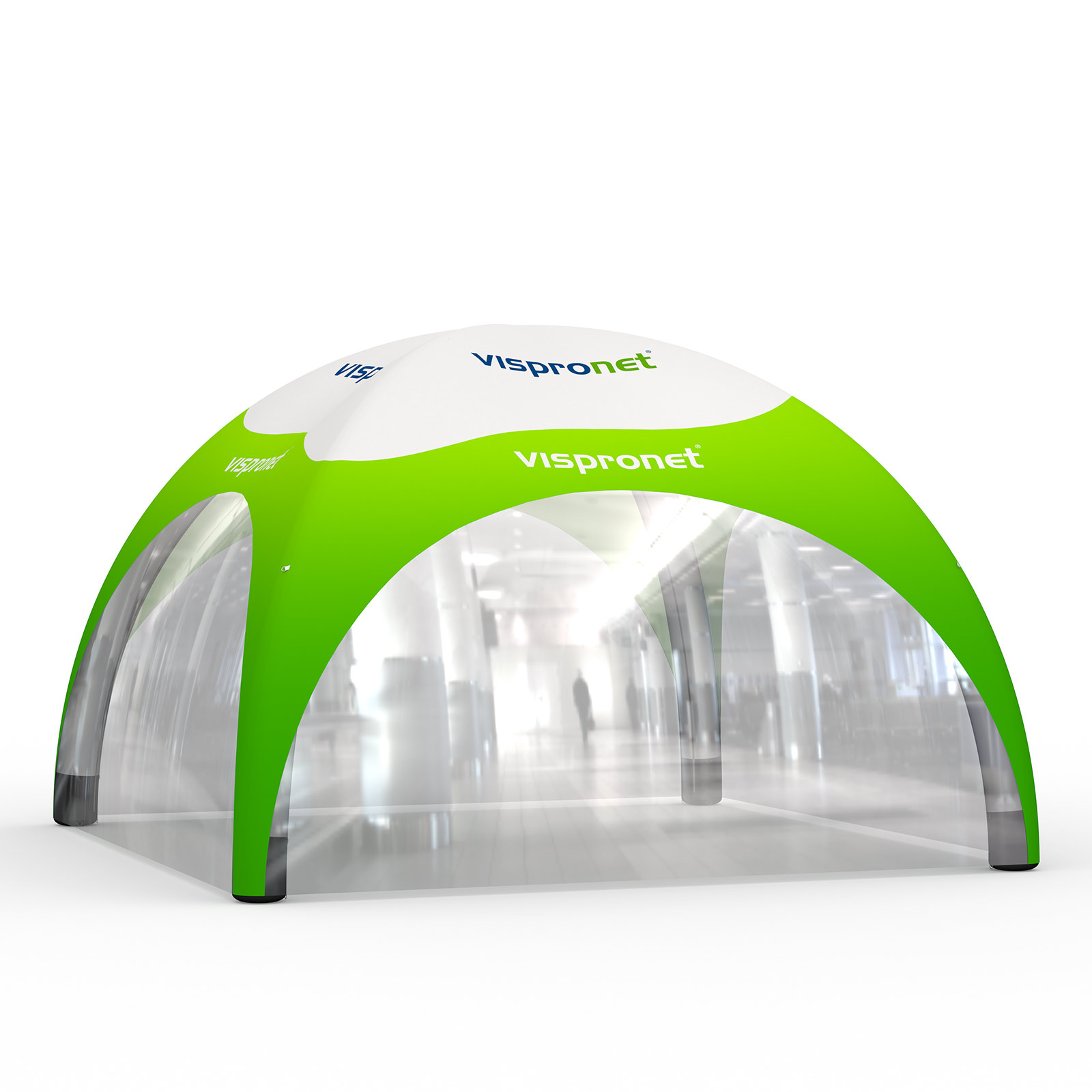 Tente événementielle gonflable 6 x 6 m avec 4 cloisons transparentes