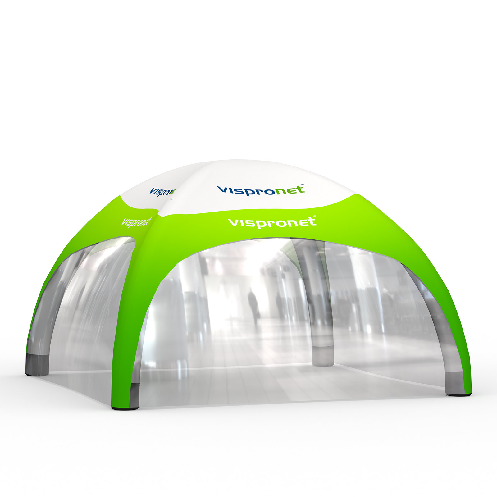 Tente événementielle gonflable 5 x 5 m avec 4 cloisons transparentes