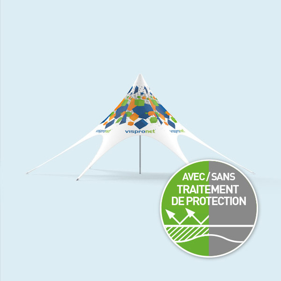 Pavillon étoile ø 12 m imprimé, avec fermetures éclair pour cloisons de tente